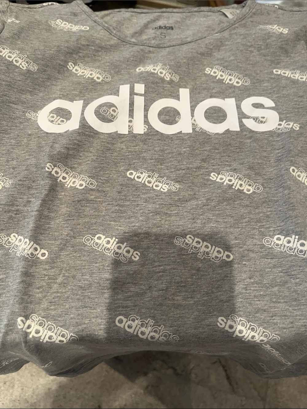 adidas Grey Allover Logo Short Sleeve Tee